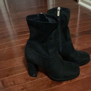 Black suede bootie no box has a small scuff on right bootie see pic. Size 5